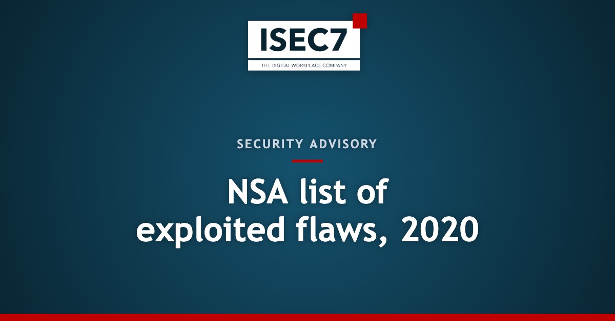 NSA list of exploited flaws, 2020